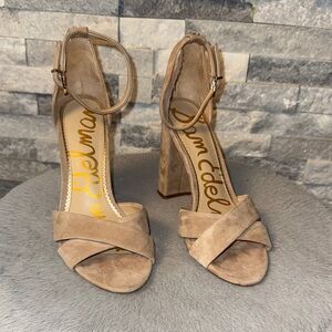 Sam Edelman Women's Beige Block Heel Sandals